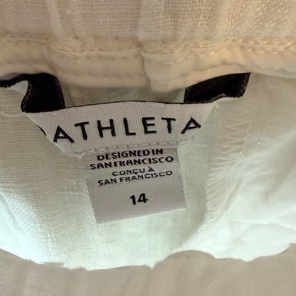 Athleta Cabo Linen Wide Leg Pant White Casual Athleisure Active Women’s Size 14 - Picture 7 of 12